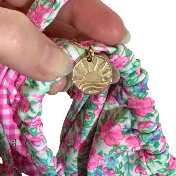 Lounge x Kulani Kinis Halter Bralette String Bikini Top in Sweet Pea Floral - Picture 10 of 16